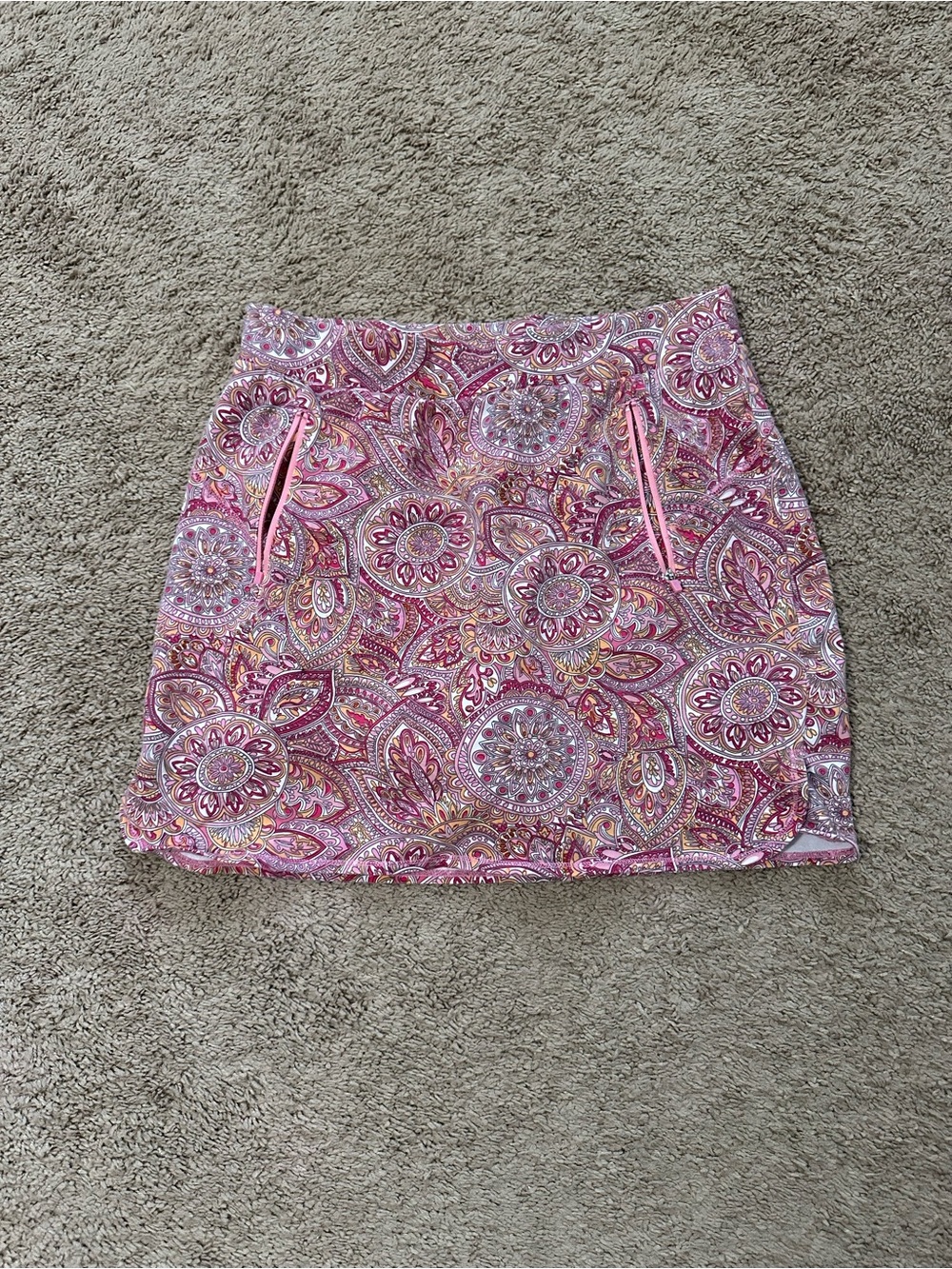 T By Talbots Everyday Stretch Skort Pink Paisley Pickleball Size Large